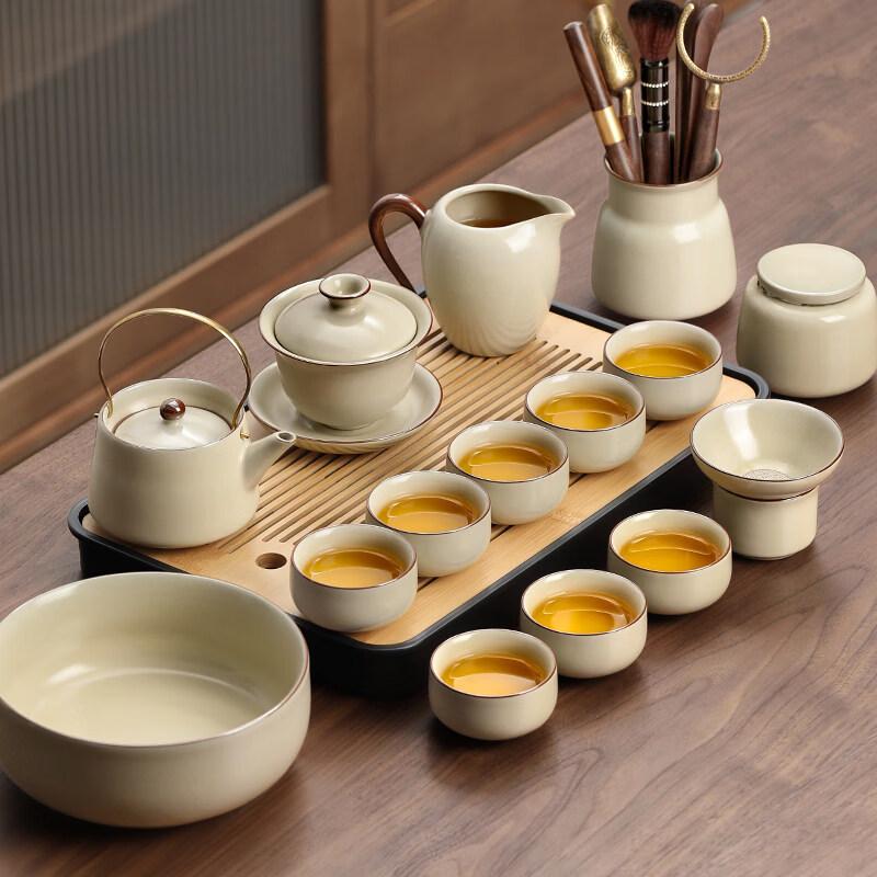 Chaxun Ru Kiln Ceramic Gongfu Tea Set, 8-Cup Edition