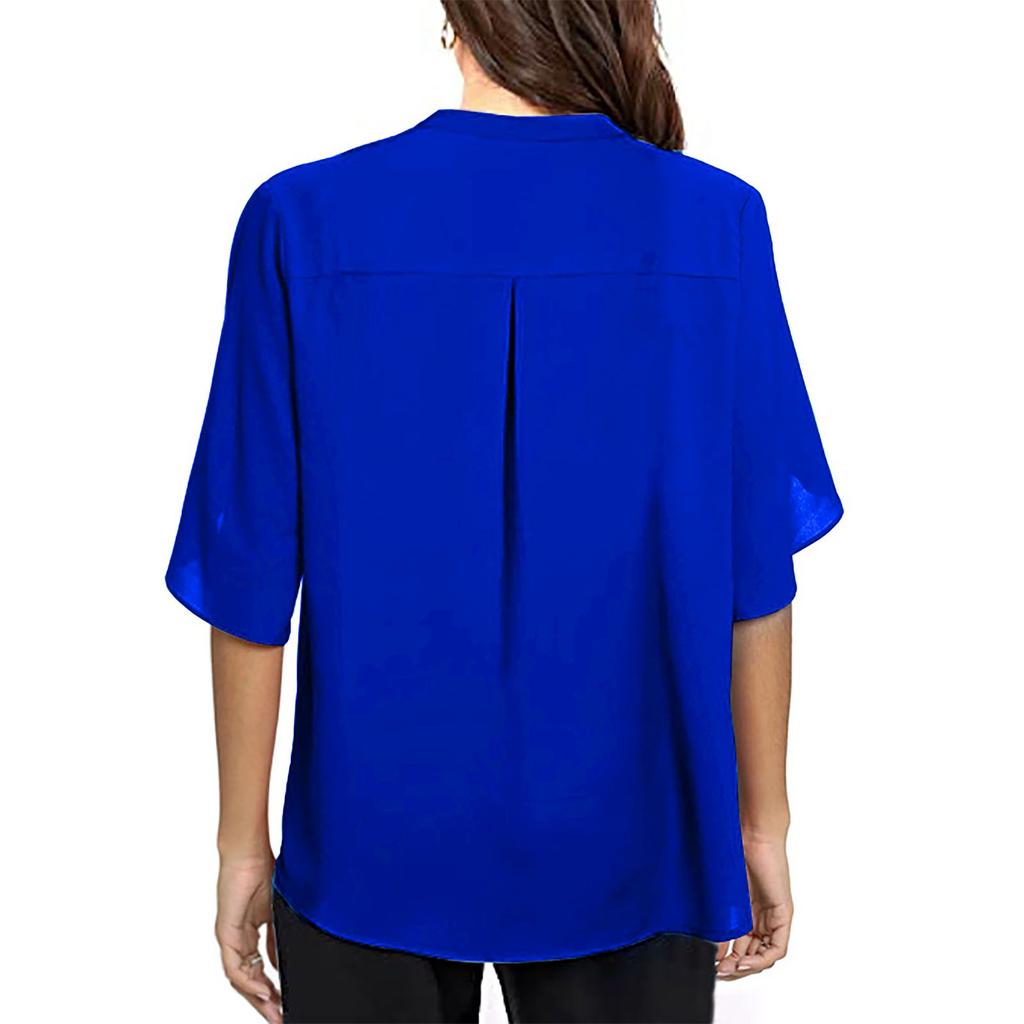 Women's Fashion Temperament Commute French Long Sleeve Shirt V-neck Top