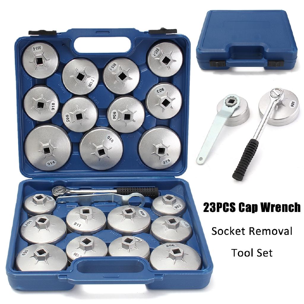 New Aluminum Alloy Cup Type Oil Filter Cap Wrench Socket Wrench Vehicle Maintenance Filter Wrench Tool 23pcs Cap Grid