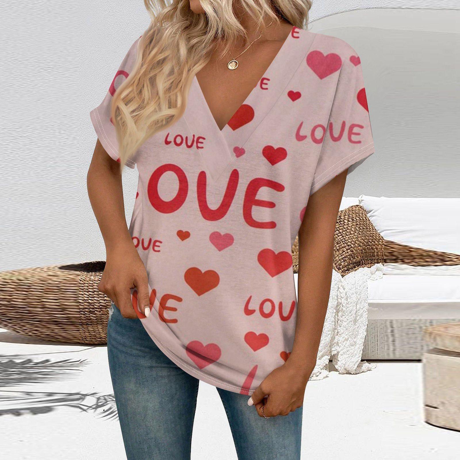 

Футболки с коротким рукавом, футболки с v-образным вырезом, женские модные топы, модные легкие, мягкие повседневные летние наряды S красный