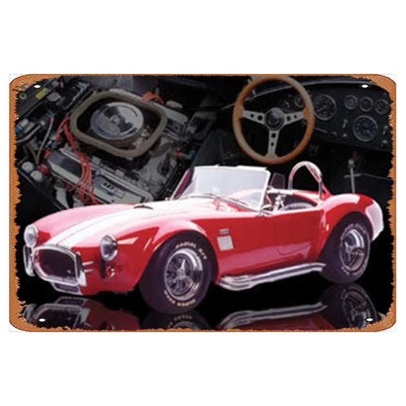 Kovová nástěnná cedule Bar v garáži, Dekorativní plaketa do interiéru auta 20x30cm