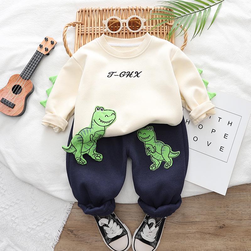 Set elegant de iarnă pentru băieți, din două piese, hanorac plus catifea și pantaloni de trening