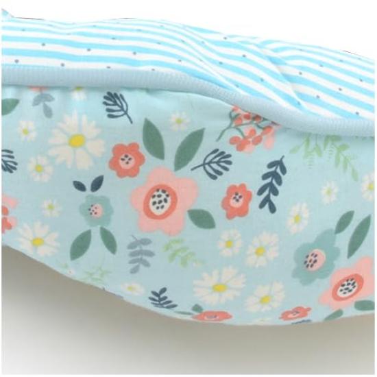 JEMA Fluffy Pet Pet for Puppies and Floral Light Blue Cat/Dog Bed, 100% Cotton, Cushion, Bed/Sofa, Year-Round Use, Spring, Summer, Autumn, Non-Slip,