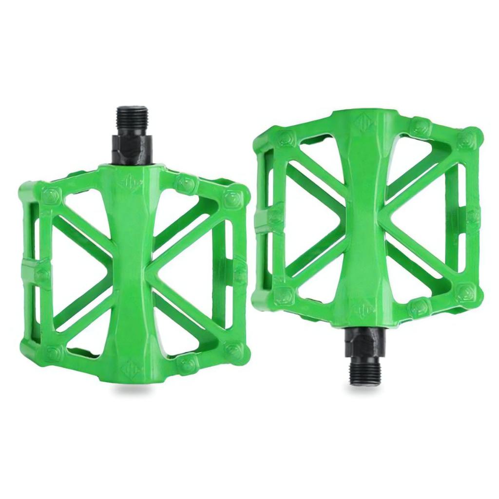 azumafy Bicycle Pedals, Flat Pedals, Road Bike, Mountain Bike, Cross Bike, Aluminum, Left and Right Set, MTB, Non-Slip, Bearings, Customizable (Green)