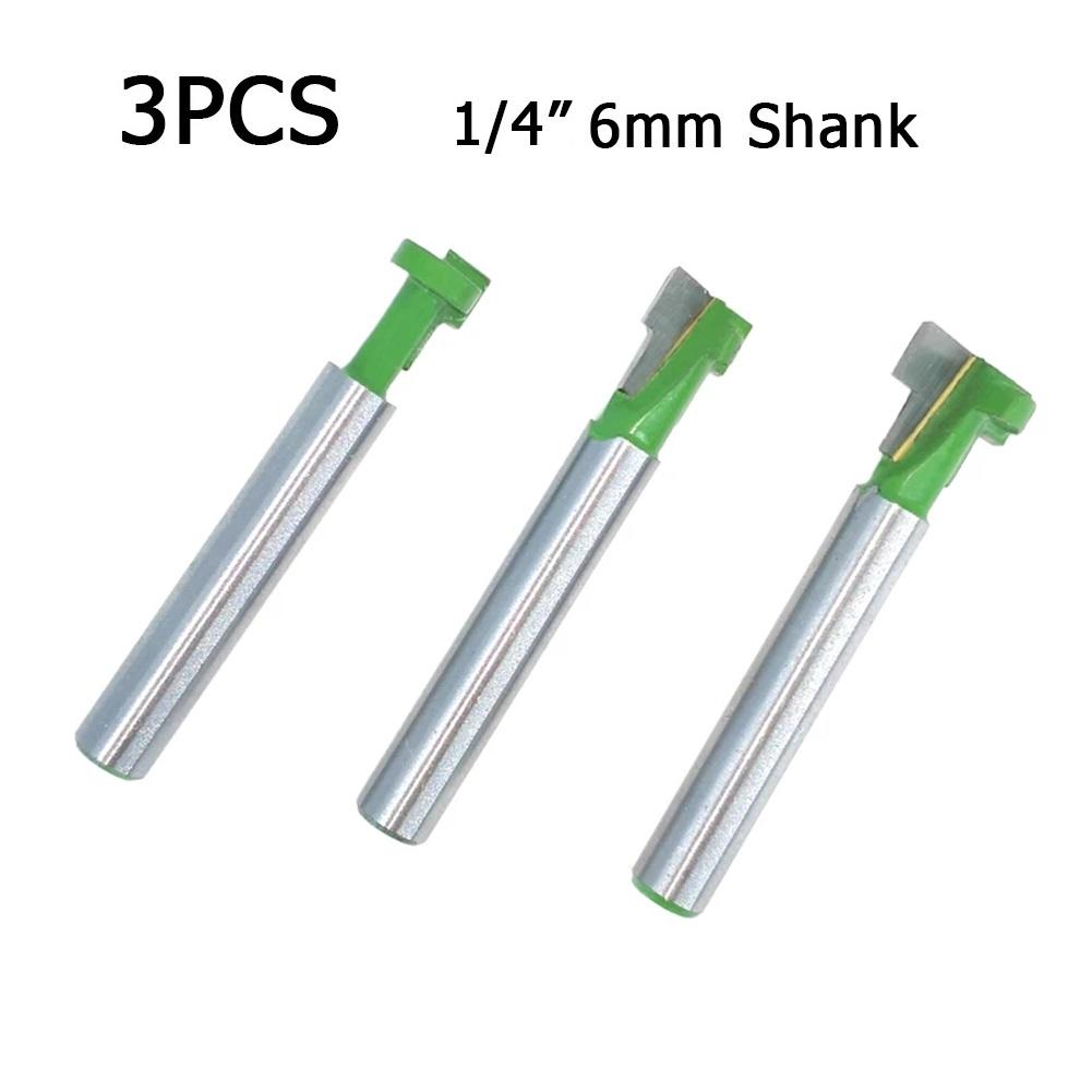 3Pcs/Set 1/4in 6mm Shank T-Slot Router Bit Hex Bolt Milling Cutter Woodwork Tool 3Pcs/Set 1/4in 6mm Shank T-Slot Router Bit Hex Bolt Milling Cutter Woodwork Tool