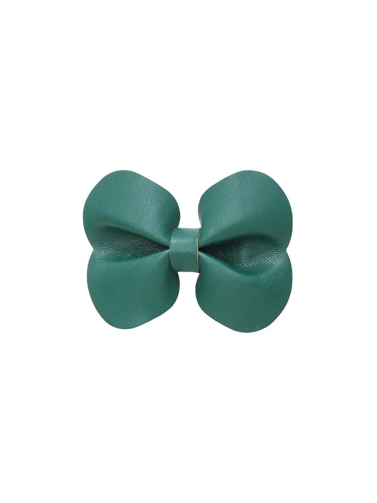New Cute Leather Bow Duckbill Hair Clips - Simple, Fashionable Solid Color Hairpins for Bangs