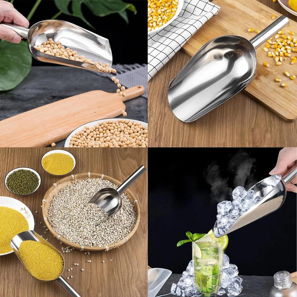 3/1 buc lopată de gheață din oțel inoxidabil Racletă pentru boabe de cafea cu cereale pentru răzuire pentru bomboane linguriță de măsurare linguriță de bar Gadgets de bucătărie