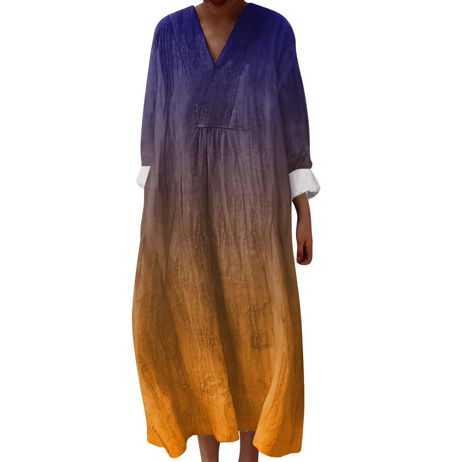 

Женское повседневное и модное платье с V-образным вырезом и принтом, с длинным рукавом L