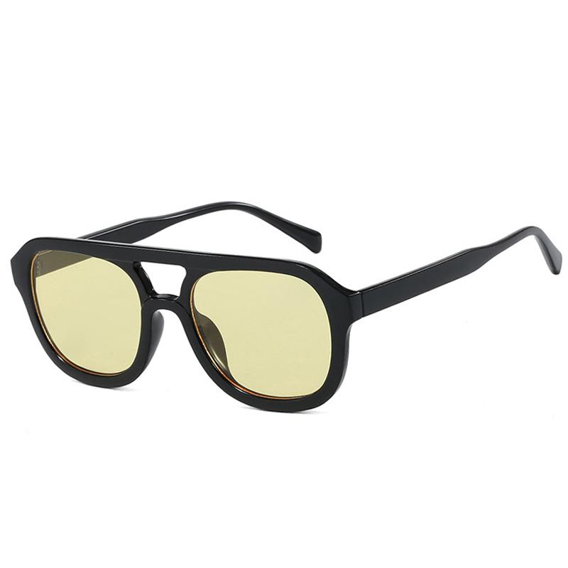  Double Bridges Square Women Sunglasses Fashion Black Orange Frame Men Retro Punk Sun Glasses Shades UV400