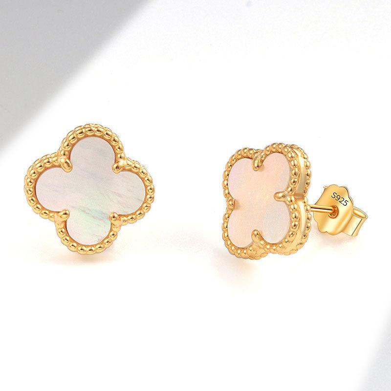 Women's Four-Leaf Clover Bracelet – 18K Gold Plated with Double-Sided Mother-of-Pearl, Elegant High-Quality Accessory, Chic and Lucky Design.