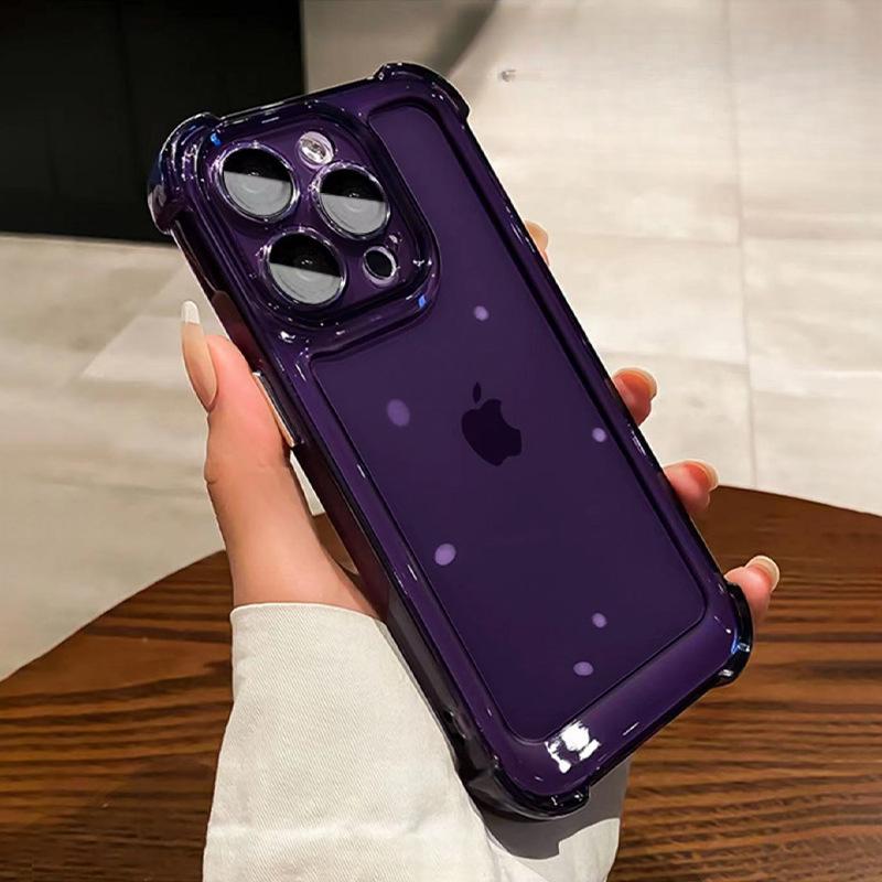 Applicable To 15promax IPhone Case IPhone14 Four Corner Airbag Anti-fall 13 Full-pack Lens 12 Transparent Soft