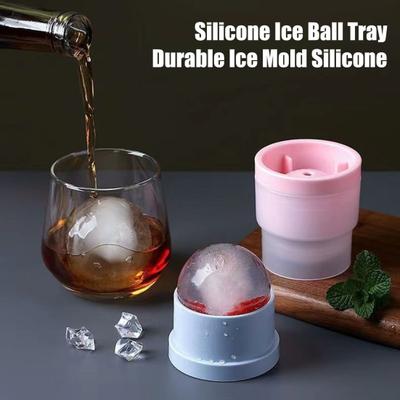 Moule pour fabricant de boules de glace 2,4 pouces Moule à boules de glace Empilable Silicone Facile à démouler Moule à glaçons Sphérique avec couvercle pour Whisky Cocktails