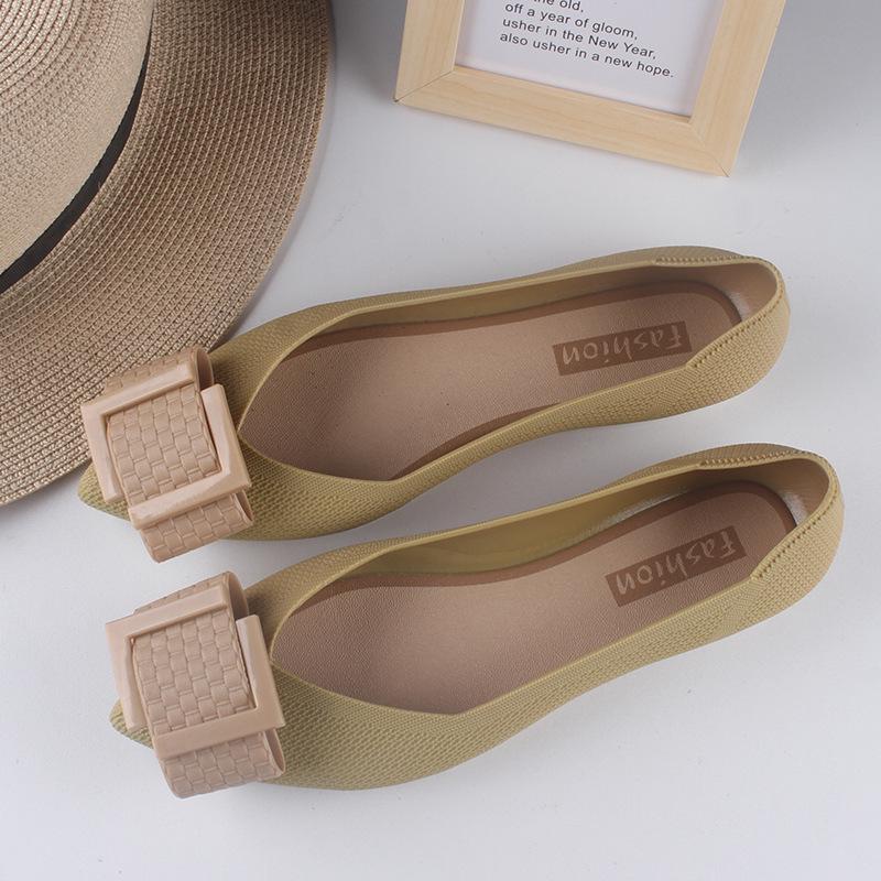 Yuzhihao Women s Pointed Toe Summer Sandals with Square Buckle and Flat Sole 36