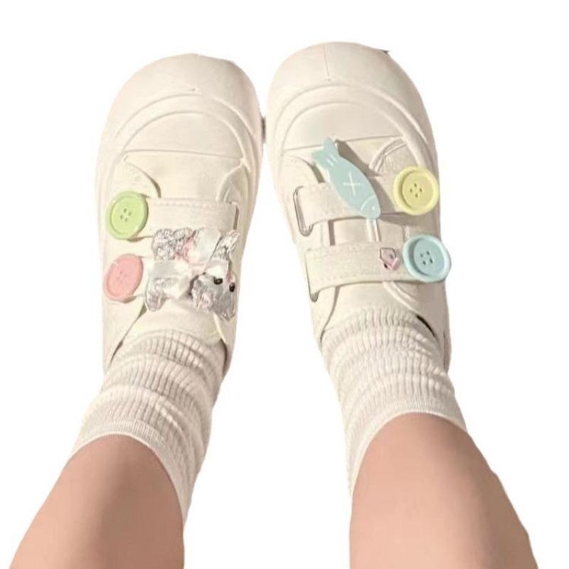 White Deer Niche Original Velcro Big-headed Shoes for Women's New Autumn Ugly Cute Thick-soled Little White Shoes for Women