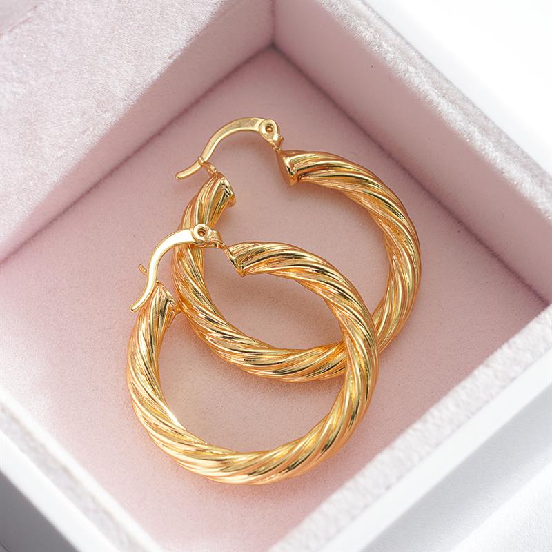 Huitan Timeless Circle Women Hoop Earrings Gold Color Fashion Party Wedding Accessories Polished Lady Engagement Jewelry GiftGood Product