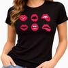 Lips Kiss Graphic Tee Sexy Lipstick Aesthetic Trendy Pop Art Women Shirt.