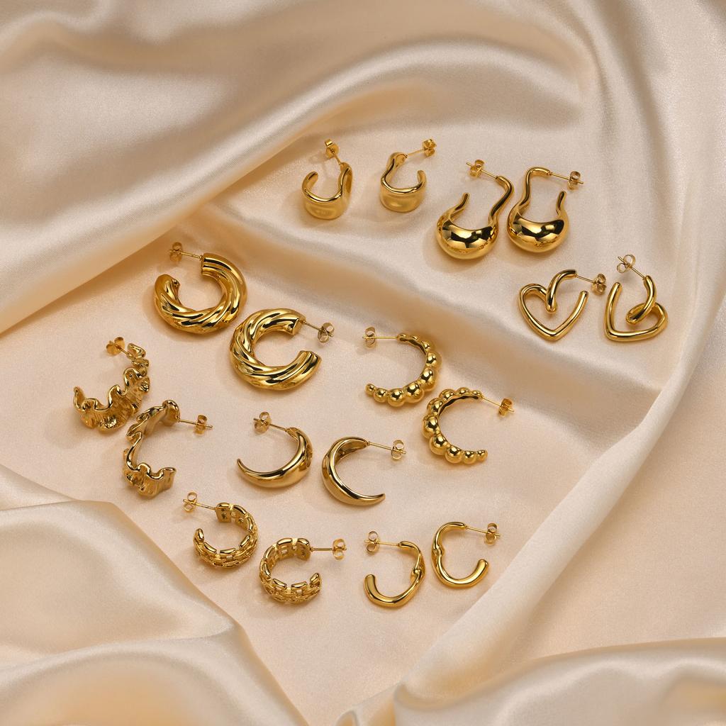 Dainty Gold Color Stud Earrings for Women, Anti Allergy Stainless Steel Ear Gifts To Mom Wife Friend, Birthday Party Ear Jewelry