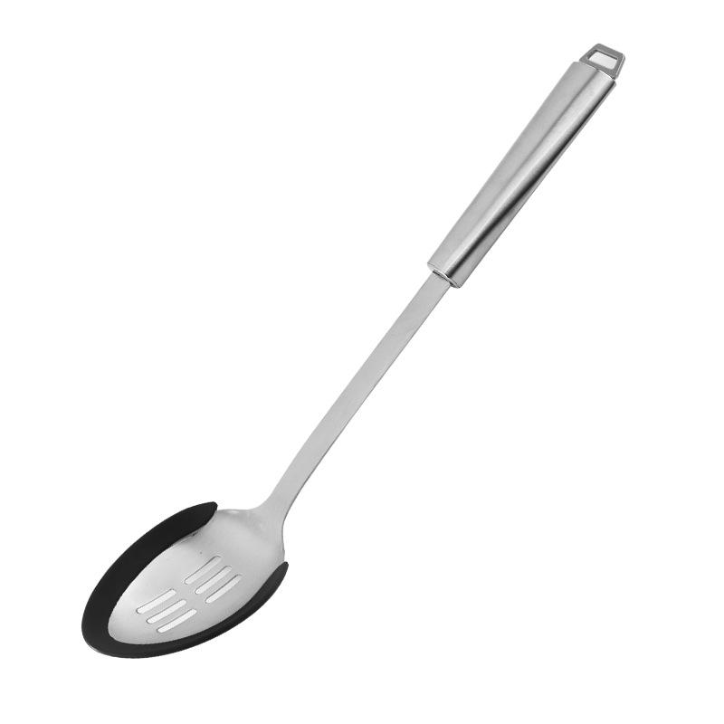Silicone Non-Stick Spatula & Slotted Spoon Set - Stainless Steel Kitchenware