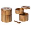 Kitchen Accessories Wooden Spice Storage Box With Swivel Lid Spoon Bamboo Salt And Pepper Shaker Set Stackable Design