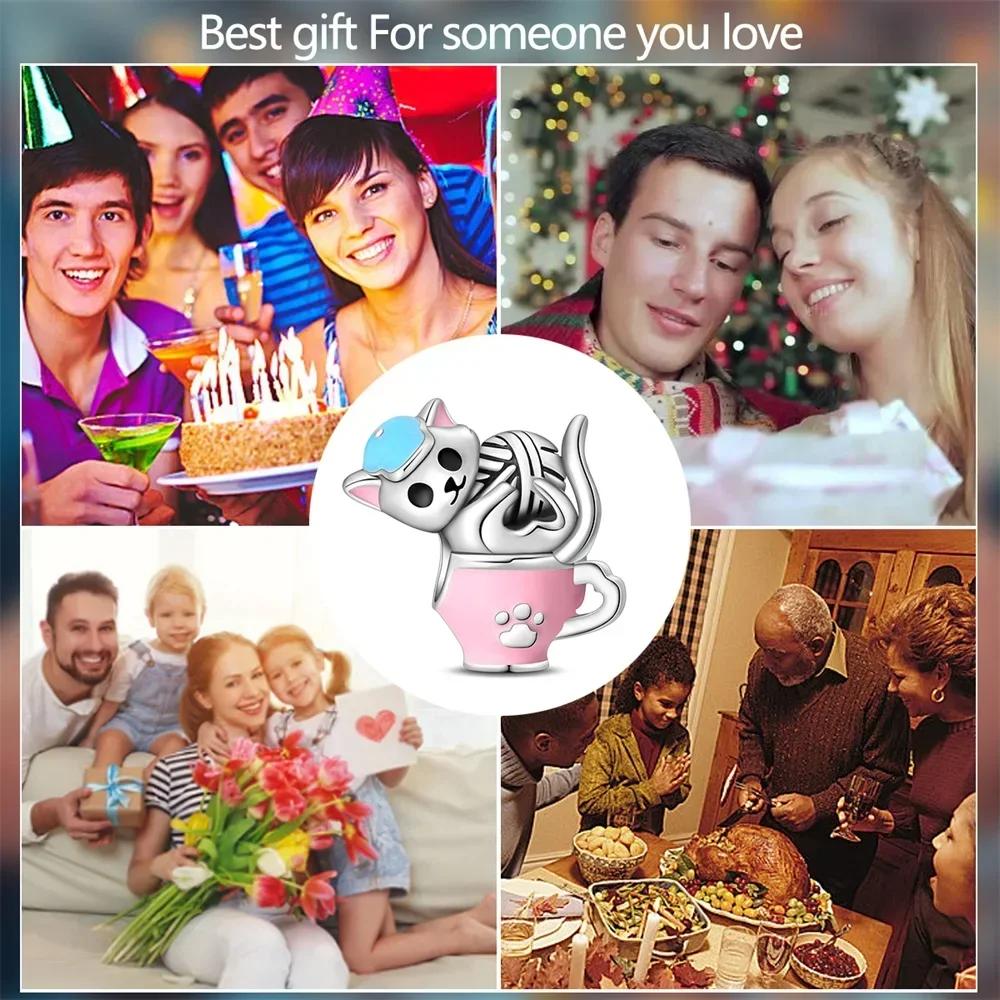 Coppermoe Paw Coffee Cup Beads Pendant Fit Charmscopper Original Bracelet For Women Fine Jewelry Diy Gifts