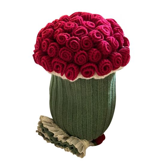 

Rose Bouquet Pillow 2-in-1 Decorative Knitted Throw Pillow Blanket Machine Washable Bouquet Cushion for Couch Sofa Bed Anniversary Gift S красный