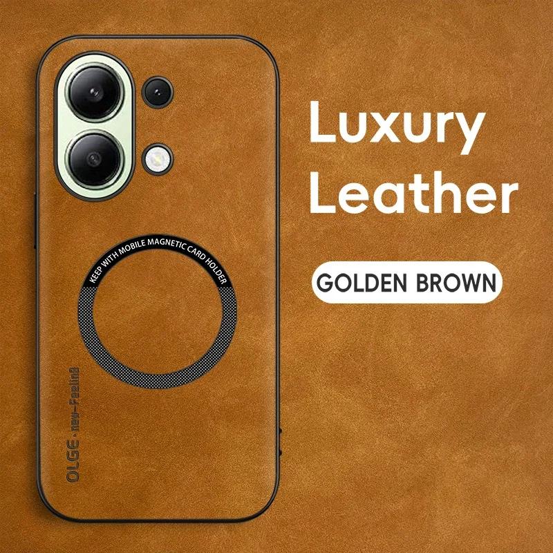 Magnetic Retro Leather Soft Case For Xiaomi Redmi Note 13 Pro Plus Note13 4G 5G 13R Wireless Charging Phone Case Cover