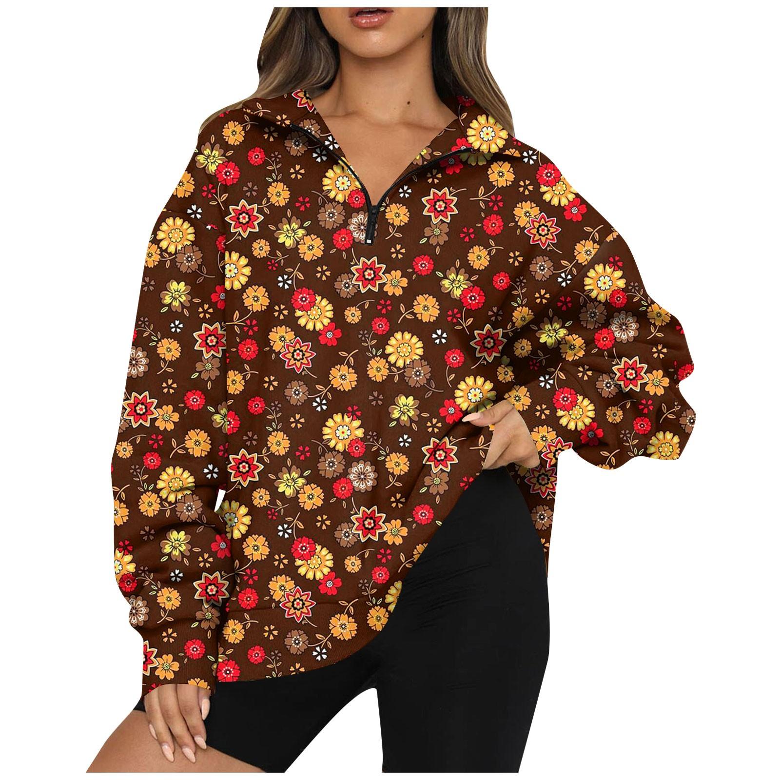 

Женская повседневная модная толстовка на молнии с длинным рукавом и цветочным принтом, топ на молнии XL красный