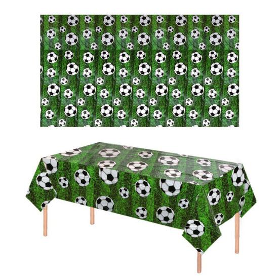 Decorative Football Tablecloth, Waterproof PE Design, Rectangular Tables Football Field Background Cloth, for Party Decorations