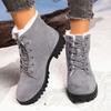 Women's Winter Snow Boots with Lace-Up Thick Heel Warm Lined Casual Cotton Boots for Cold