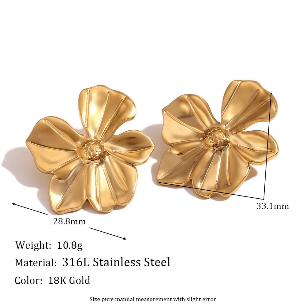 

MamacitaSlay Elegant Stainless Steel Flower Stud Earrings Party 2025 Trend Luxury Hight Quality Waterproof Jewelry Women s Gift