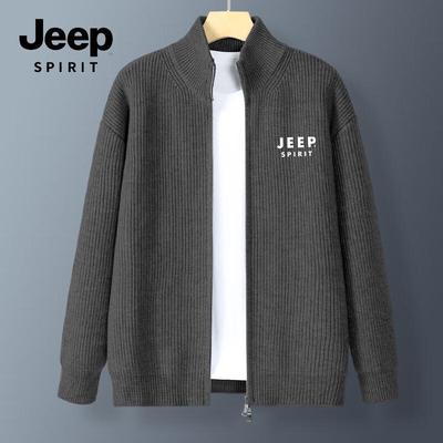JEEP SPIRIT Men's Winter Stand Collar Zipper Knit Cardigan