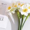 Artificial Narcissus Flower 1 Bouquet Realistic Decorative Easy Care Simulation Yellow White Fake Home Decor