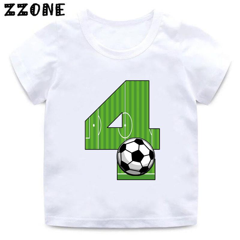 Cartoon Football Number Bow Print Funny Boys Clothes Years Birthday Soccer Kids T Shirt Baby Girls T-Shirts