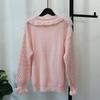 Bead Splicing Mesh Knitted Sweater Top Autumn and Winter New Loose Sweet Soft Waxy Gentle Sweater Pullover Woman