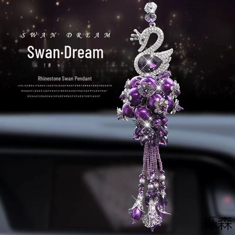 Creative Crystal Swan Car Pendant Ornament - Cute Interior Decoration for Women