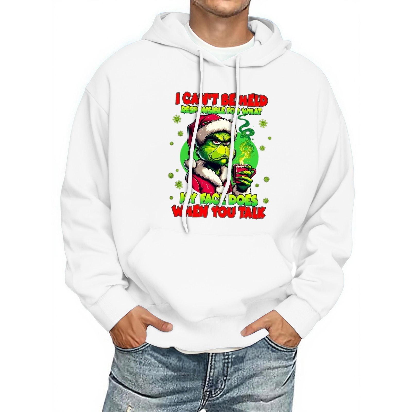 

Мужская толстовка с капюшоном с принтом, с длинным рукавом, повседневный пуловер, худи, толстовка с капюшоном XL белый