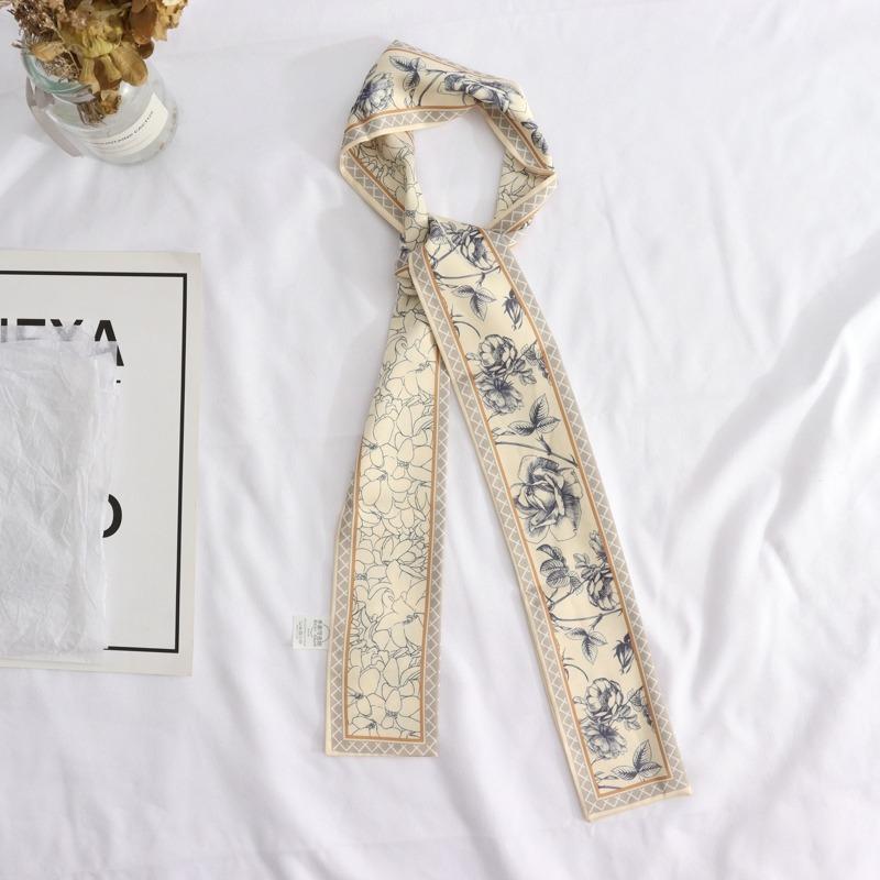 Cashew flower silk scarf, double-sided printed headband, ins decoration, versatile triangle scarf accessories