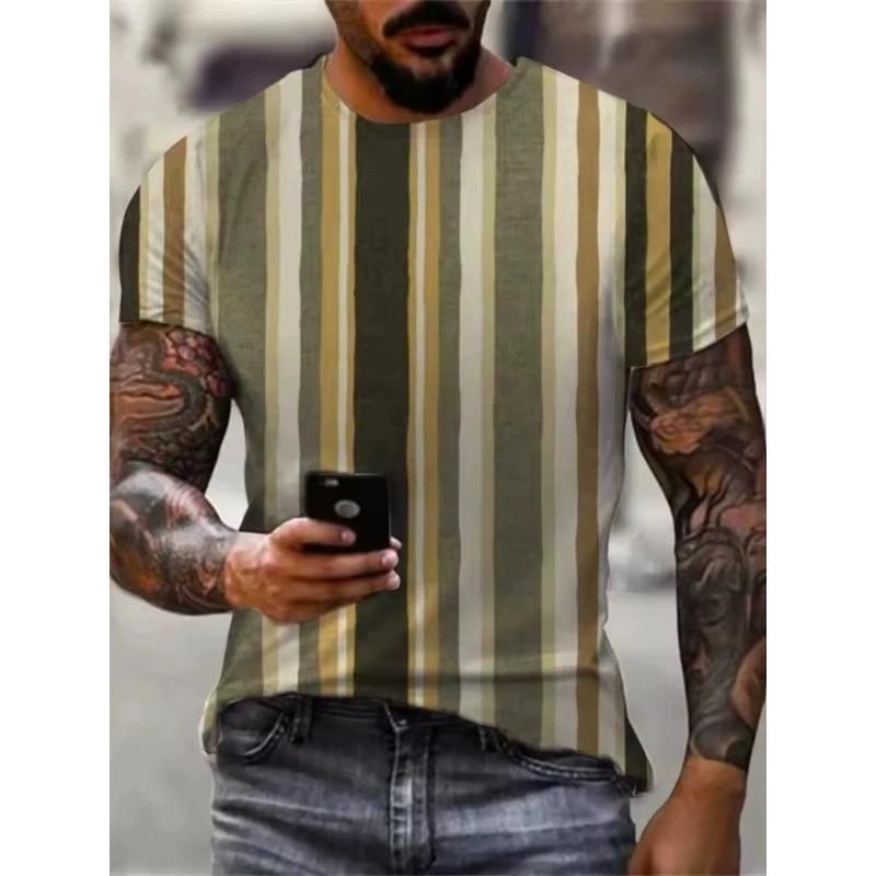 Herren 3D-Druck T-Shirt Kurzarm Rundhals Pullover lässiges Oberteil