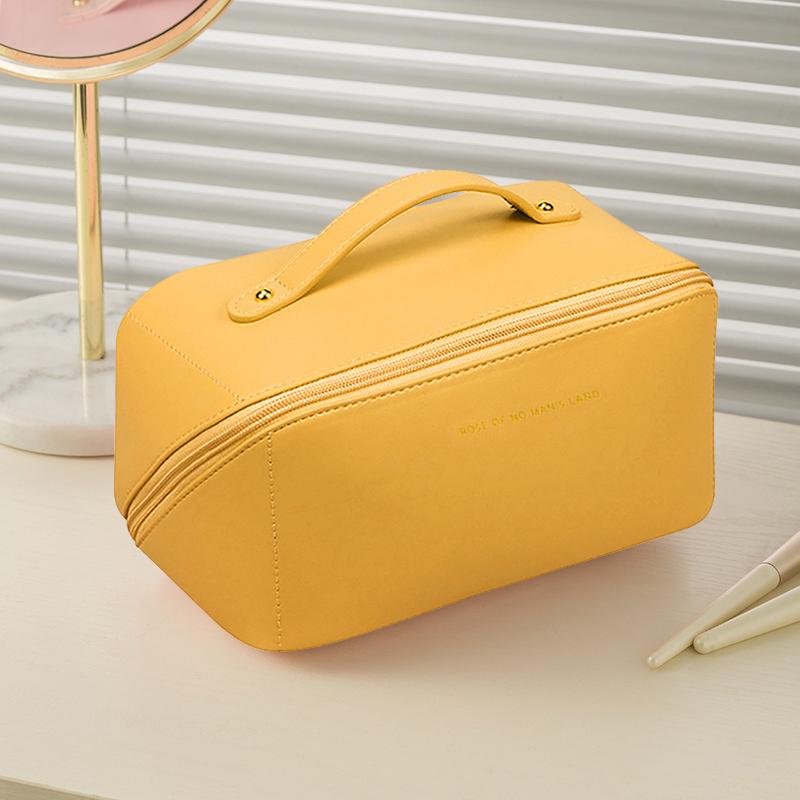 KYSUN PU Kosmetiktasche Wasserdicht – 19 X 15,5 X 9 Cm, Großes Fassungsvermögen, Mit Griff