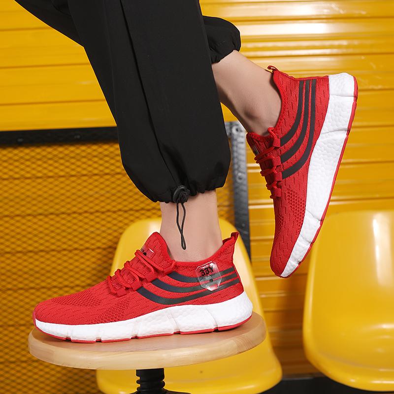 Men Casual Sport Shoes Breathable Lightweight Sneakers Outdoor Mesh Red Running Shoes Athletic Jogging Tenis Walking Shoes