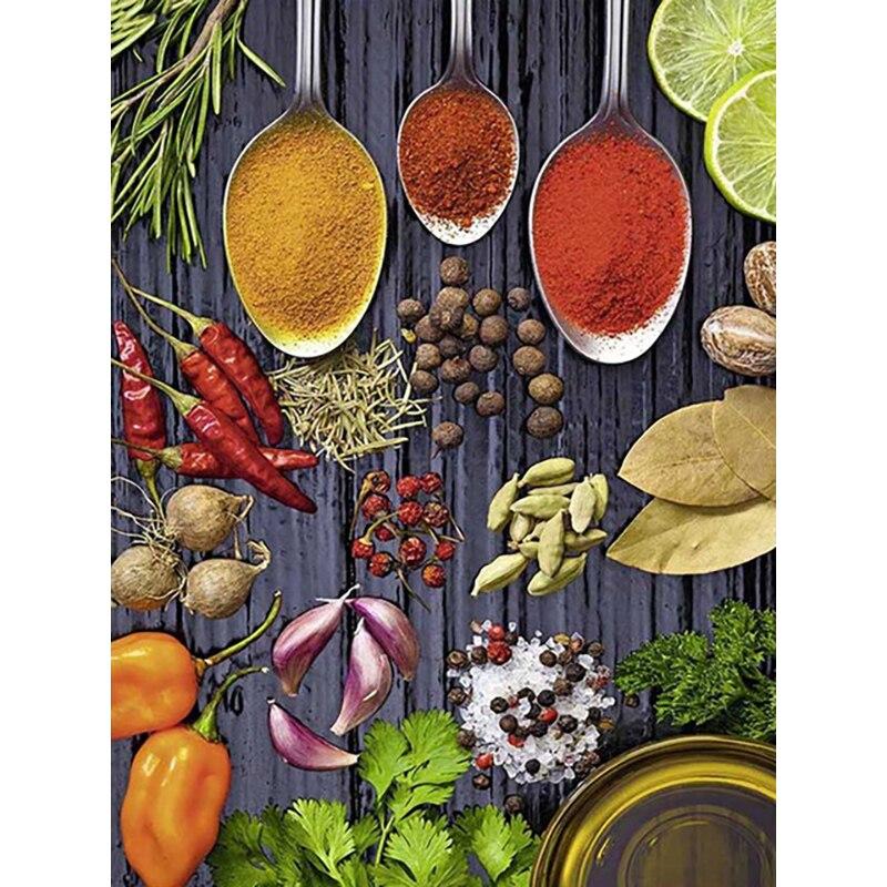 5D DIY diamantová malba koření Celokulatý vrták Koření Diamantové vyšívání Krajina Křížový steh Mozaika Domácí dekorace Dárek