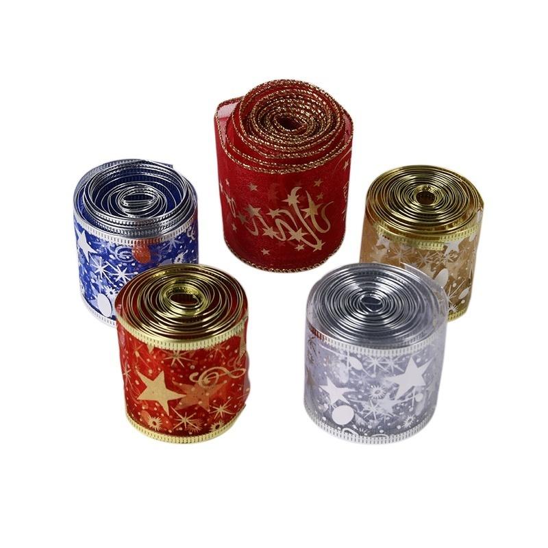 2 Pezzi Nastro Organza Natale DIY Nastri Decorazioni Albero di Natale per Casa Forniture Festa Festiva