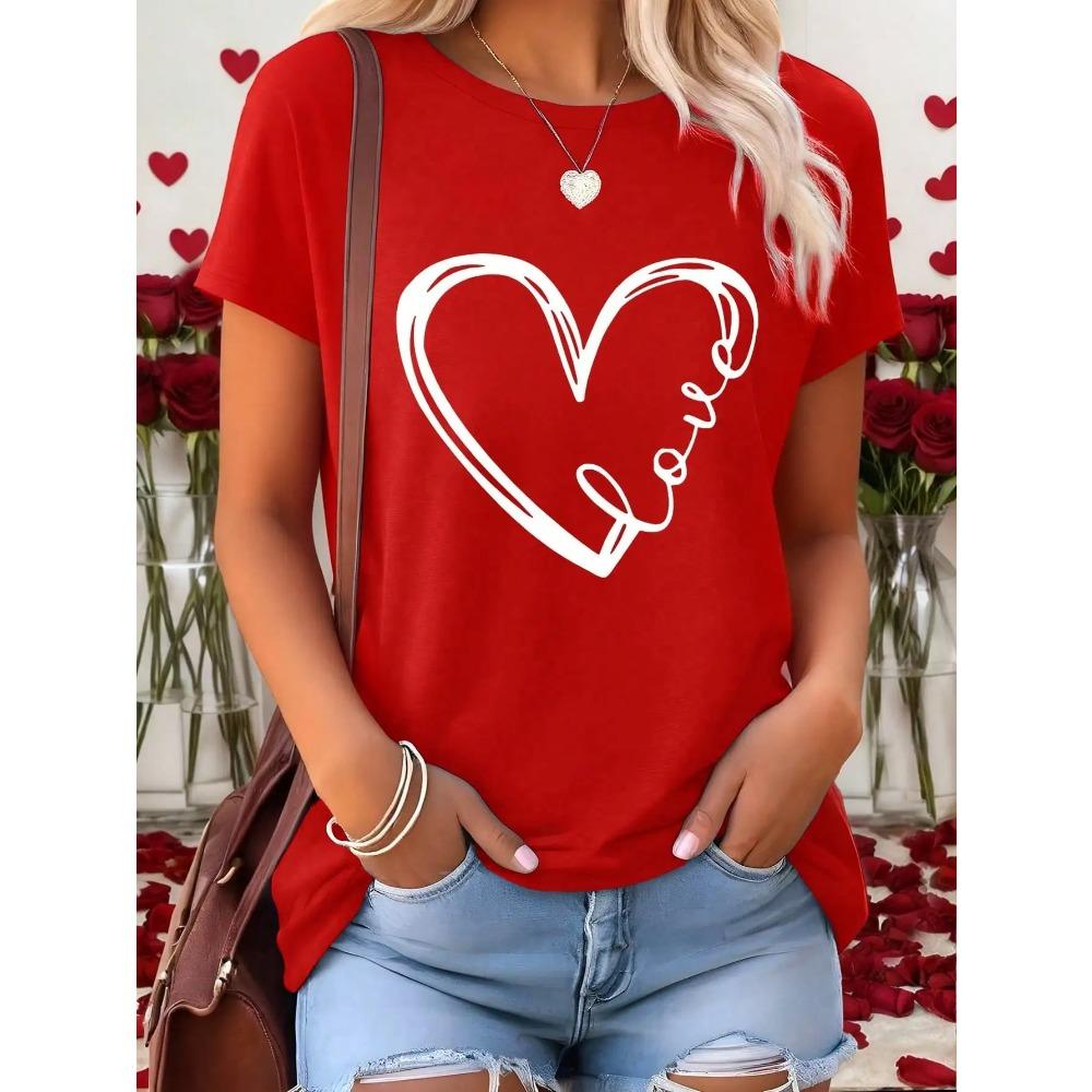 Women's Casual Round Neck T-Shirt with Hand-Drawn Puppy Doodle Print, Short Sleeve Summer Top