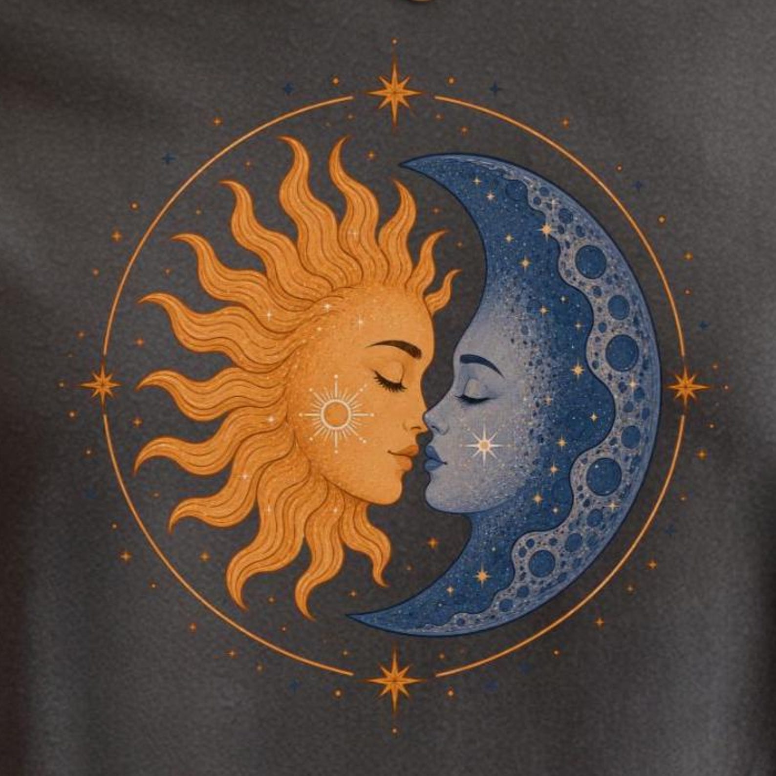 Celestial Sun Moon Shirt | Boho Cosmic Yin Yang Lovers Tee L
