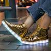 Kids High-tops Lights Up Shoes USB Charger Basket LED Children Shoes Trendy Kids Luminous Sneakers Sports Tennis Shoes