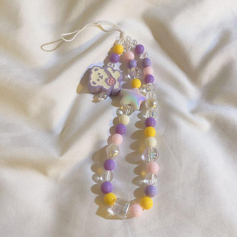 Bracelet de perles d'amour pour femmes, petit nœud en cristal frais, fleurs, amour, chaîne de téléphone portable, anti-chute, accessoires de coque de téléphone portable, DIY