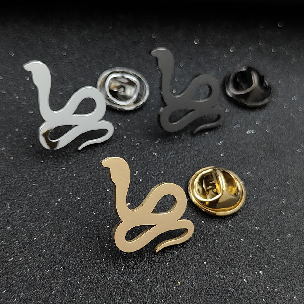 Symbol Culture Stainless Steel Brooch, Ancient Mythological Serpent Symbol Badge, Jewelry for Health and Guardianship.