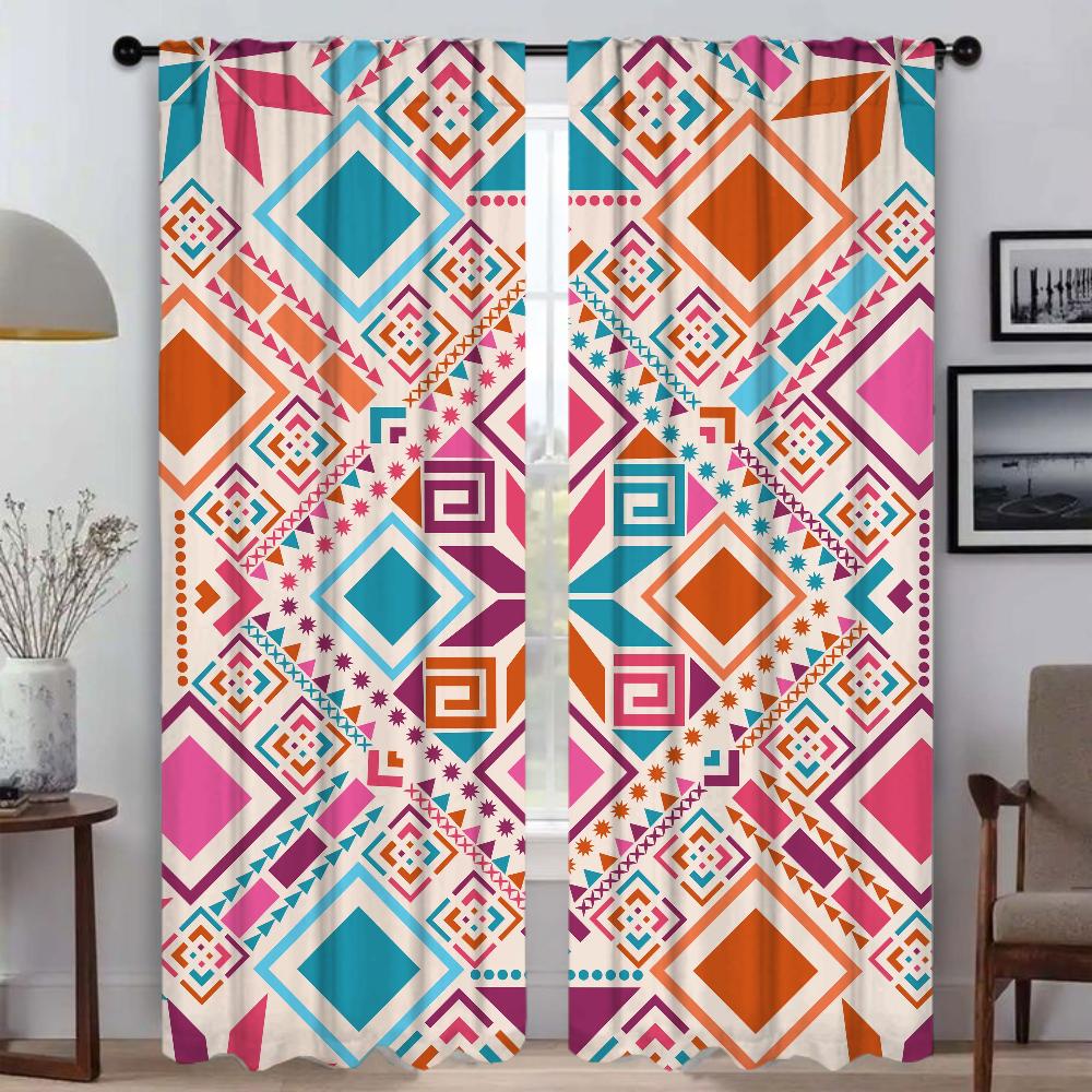 Aztec Curtains Child Room Shades Blackout Curtain for Room 2 Panel Tulle for Bedroom Partition Home Interior Curtains Living