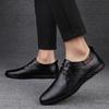 New 2024 Men Dress Shoes Genuine Leather Breathable Middle Aged Business Round Toe Wedding Footwear Male Flat