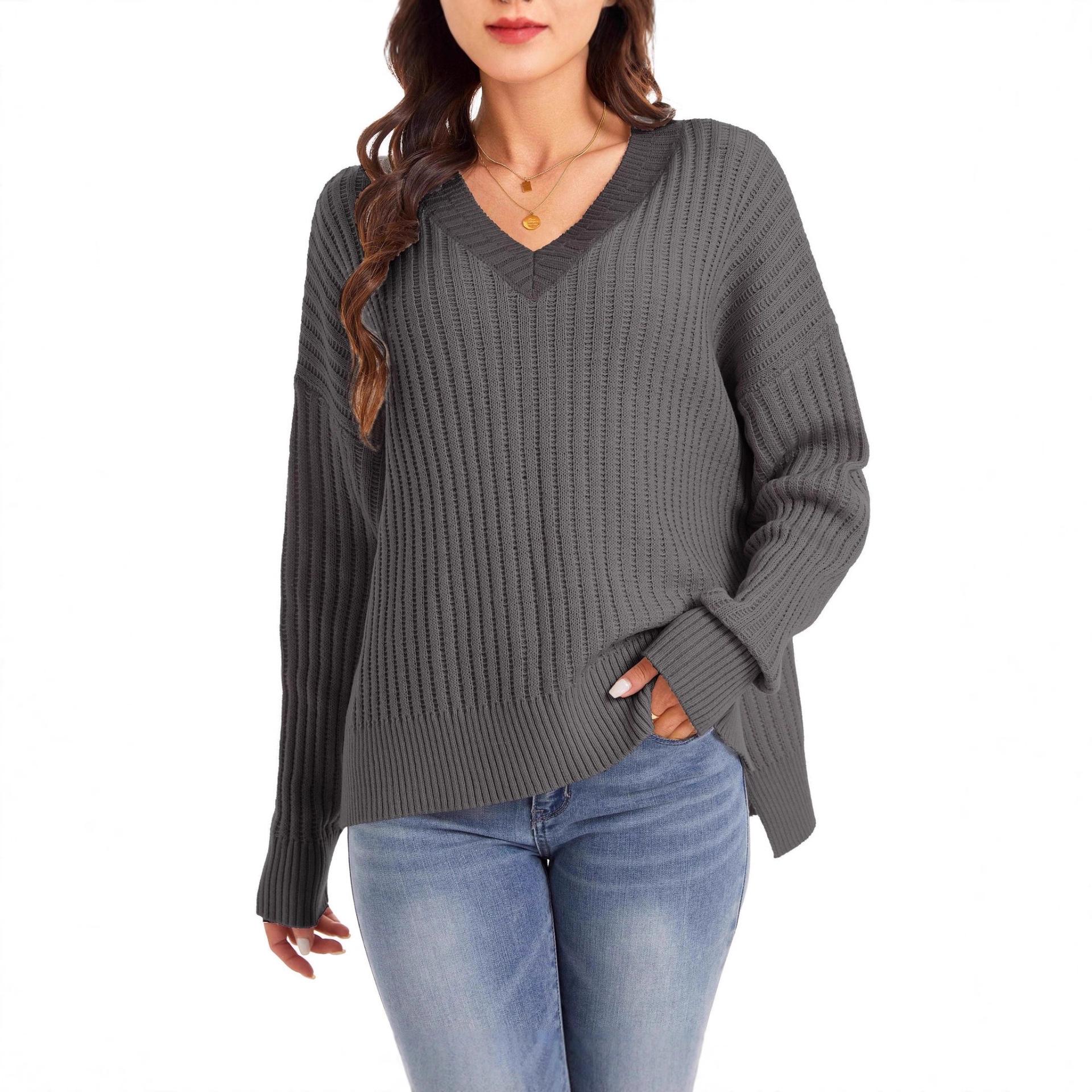 Women s autumn and winter long-sleeved v-neck loose casual sweater XL 1960₽